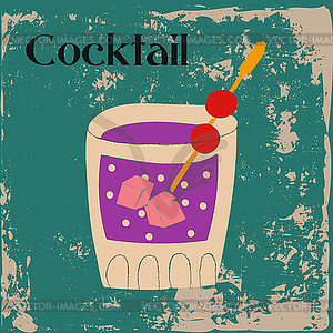 Cocktail on grunge green background - vector clipart