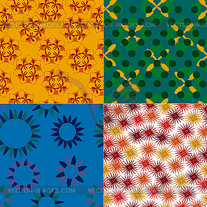 Set of 4 bright abstract seamless patterns - vector clipart