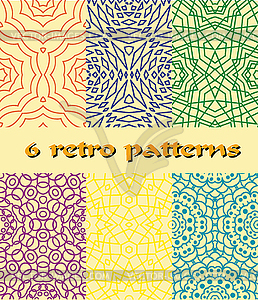 Set of 6 colorful retro abstract seamless patterns - vector image