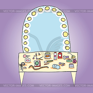 Ladys table for makeup - vector clip art