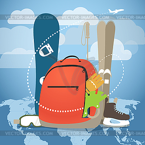 Winter vacation sports equipment - vector image