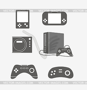 Modern portable game console silhouettes - vector clip art