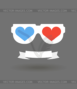Abstract face with 3d glasses and banner moustaches - vector clip art