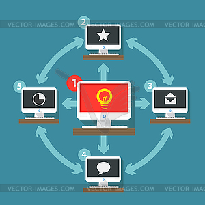 Abstract computer network scheme - vector clipart