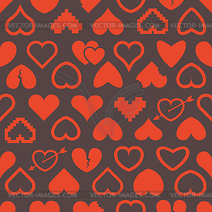 Different abstract heart icons seamless background - vector clip art