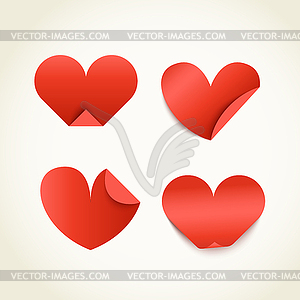 Group of red paper hearts. Happy Valentines Day - royalty-free vector clipart