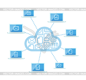 Modern cloud technology computer network - vector image