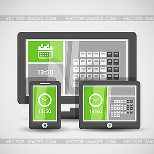 Modern gadgets with abstract tile interface - vector clipart