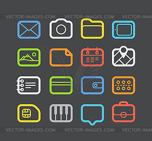 Different color Web icons set with rounded - vector clip art