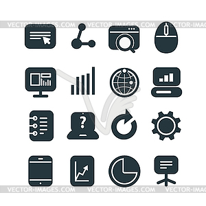 Different SEO icons set. Design elements - vector clip art