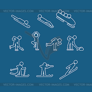 Winter sports silhouettes collection - vector clipart / vector image