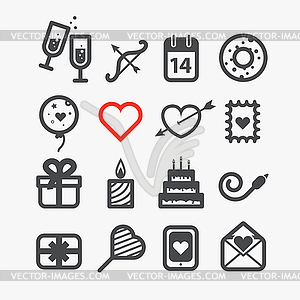 Different Valentines Day icons set. Design elements - vector clip art