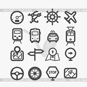 Different transport icons set with rounded - vector clipart