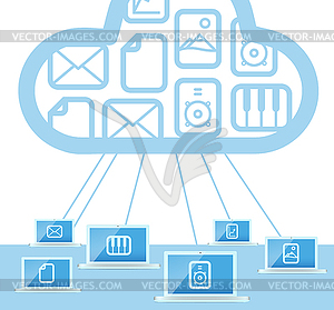 Modern cloud technology computer network - vector clipart