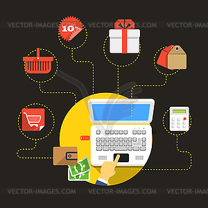 Modern digital shopping. Design concept - vector clipart