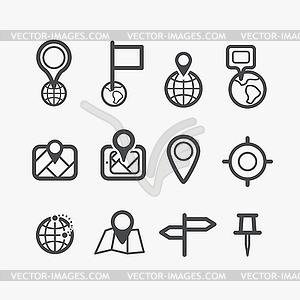 Different navigation icons set with rounded corners - vector clipart
