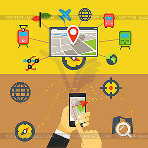 Transportation digital applications. Flat design - vector clip art