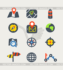 Navigation color web icons collection - royalty-free vector image