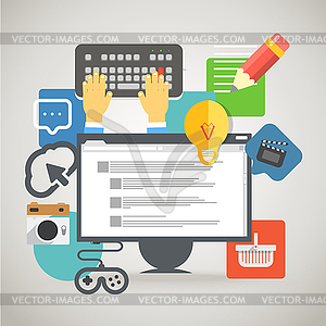 Browser window with modern interface. Social media - vector EPS clipart