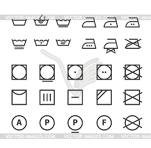 Waschanleitung Symbole Sammlung Vektorabbildung