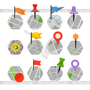 Abstract city map with symbols collection. Design - vector image