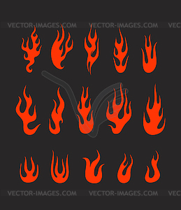 Different abstract flame silhouettes collection - vector clipart