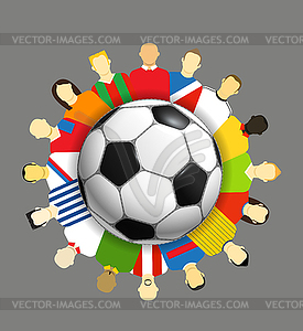 World national teams around soccer ball - vector clipart