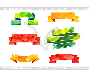 Different retro style red ribbons set . Ready f - vector clipart