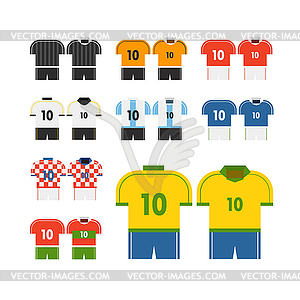 World soccer team t-shirts clip-art. Flat design - vector image