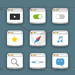 Different web icons set with rounded corners. Desig - vector clipart