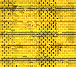 Старый грязный желтый фоне кирпичной стены - векторный клипарт / векторное изображение