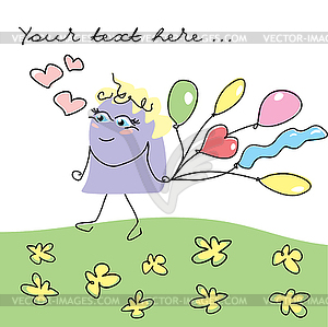 Card with funny monster - vector EPS clipart