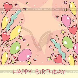 Happy birthday card - color vector clipart