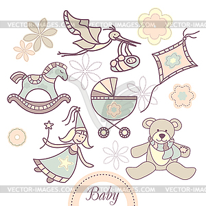 Set of baby products - vector image