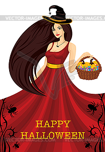 Beautiful halloween witch - vector image