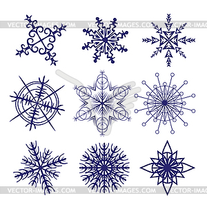 Set of different snowflakes - vector clip art