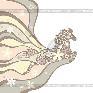 Background with floral horse - royalty-free vector image