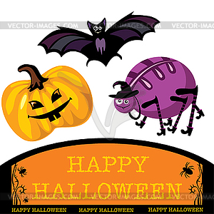 Greeting cute halloween card - vector image