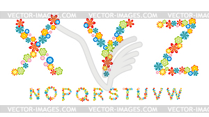 Alphabet made by flowers - vector clipart