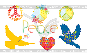 Set of peace symbols - vector clipart