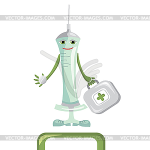 Cartoon medical syringe - vector clipart / vector image