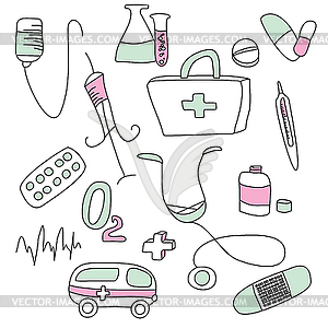 Collection of medical signs - vector clipart