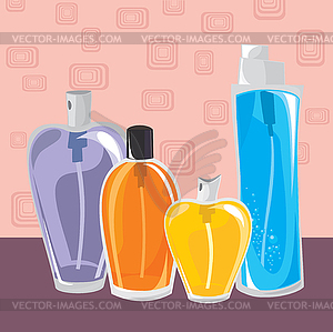 Collection of different perfumes - vector clipart