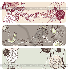 Cute floral banners - color vector clipart