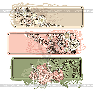 Horizontal floral banners - vector image