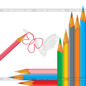 Card with coloful pencils - vector clipart