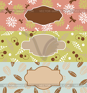 Set of cute floral banners - vector clip art
