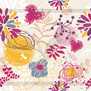 Abstract seamless floral retro background - vector clipart