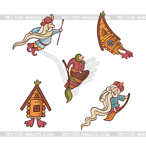 Set of cute fairytale characters - color vector clipart