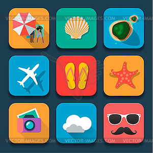 Summer traveling Flat design icons set - vector clip art